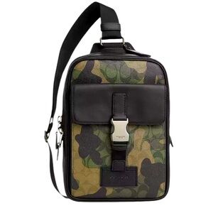 Coach CL944 Men's Track Pack In Signature Canvas & Leather With Cameo Print, NWT